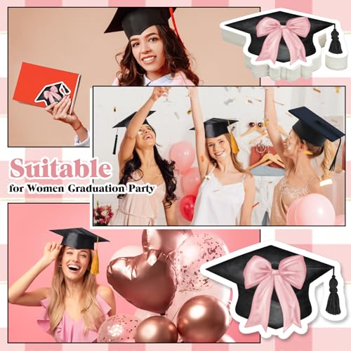 Fuutreo 50 Pcs Graduation Advice Cards with Pink Bow - Double-Sided