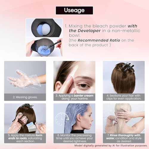 MOISTAR Professional Hair Bleach Powder - Large 200g for Highlights