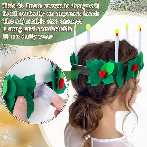 Christmas St. Lucia Felt Headband Crown with Colorful Candle Design