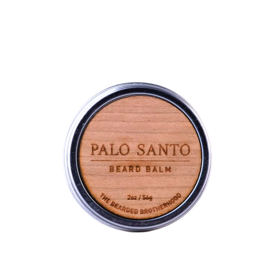 The Bearded Brotherhood TBB Palo Santo Beard Balm for Men | Natural Beard Conditioner and Styler with Shea Butter, Jojoba Oil, Argan Oil | Sweet Woodsy Scent | Handcrafted in Texas | 2 oz