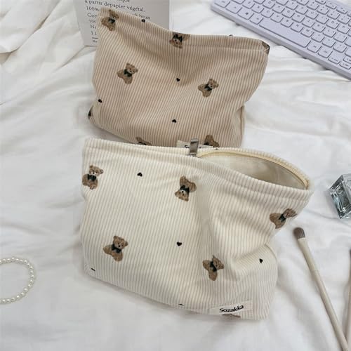 2 Pack Travel Makeup Bags - Canvas Cosmetic Organizer with Zipper for Women