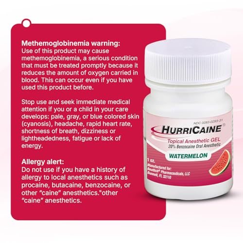 HurriCaine Topical Anesthetic Gel - 20% Benzocaine, Watermelon Flavor, 1 oz