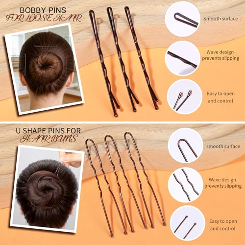 Teenitor Hair Net Set - 20 Pcs Brown Hair Nets & 40 Hair Pins