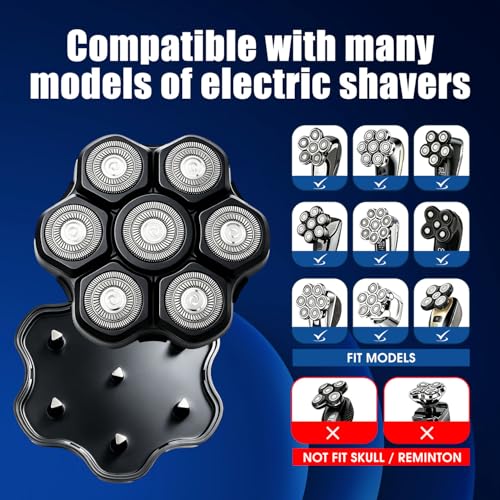 Black 1 Pack Magnetic 7D Shaver Head Replacement for Freebird & SHPVVER Men’s Bald Head Shavers