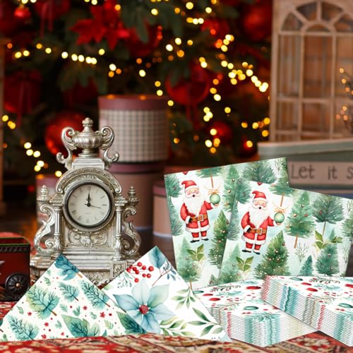 Christmas Tree Napkins - 40 Pcs Disposable Holiday Paper Napkins