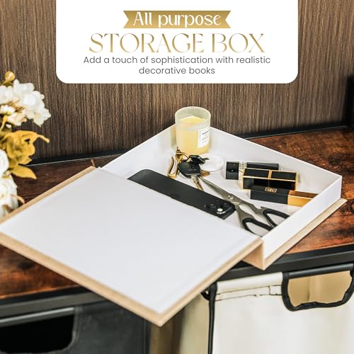 Faux Decorative Coffee Table Books Set of 2 - Linen Storage Box