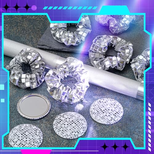 Yuxung 24 Pack Disco Party Favors with Sequin Scrunchies & Vintage Mirror Set