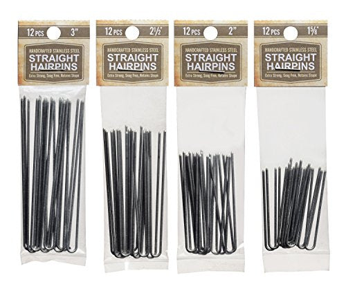 Silver Stainless Steel Heavy Duty Hairpins - 48 Pack for Thick Hair
