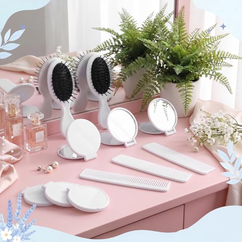 36-Piece Mini Hair Brush, Comb, and Compact Mirror Set - Travel Gift Kit