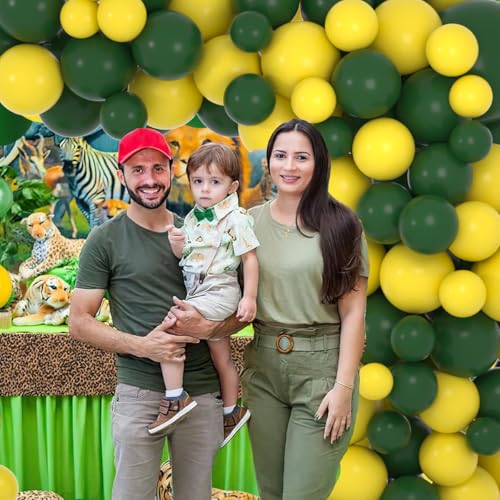 Retro Green Yellow Balloon Garland Kit - 122PCS for Parties