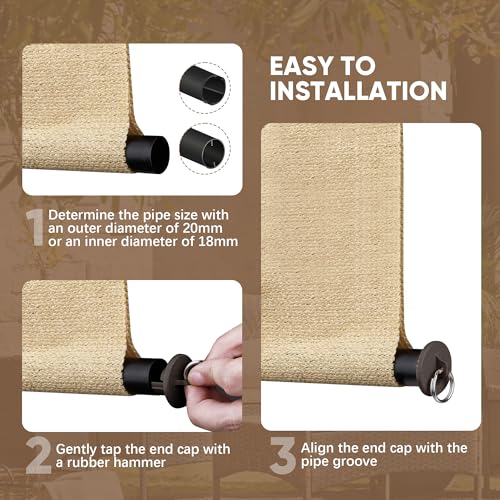 Bungee Kit and End Cap for Coolaroo Roller Shades - Weather Resistant