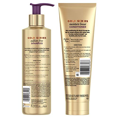 Pantene Gold Series Sulfate-Free Shampoo and Conditioner Set, Argan Oil