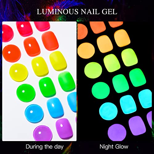 MSRUIOO Glow in the Dark Nail Polish Set 6Pcs - Luminous Neon Gel Polish, Nighttime Fluorescent