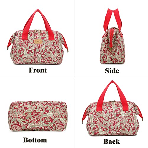 Cotton White Blue Flower Makeup Bag for Women Travel Cosmetic Organizer Waterproof