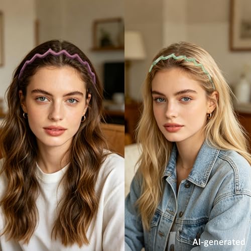 Duufin 20 Colorful Plastic Zig Zag Headbands for Women & Girls
