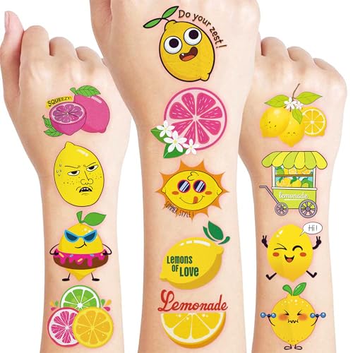 60 PCS Lemon Temporary Tattoos for Kids - Fun Party Favors