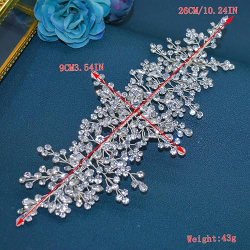 Handcrafted Rhinestone Bridal Headband - Silver Wedding Hair Piece