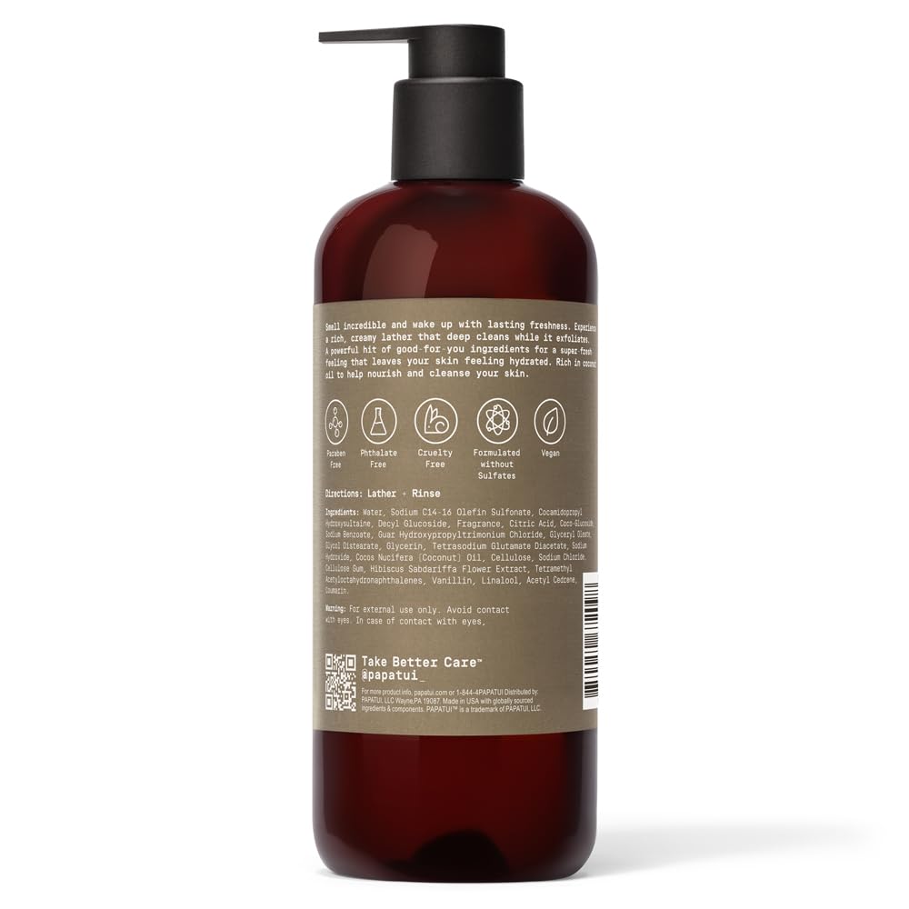 PAPATUI Refreshing Body Wash for Men - Exfoliating & Hydrating Coconut Oil Formula | Vanilla Shea | 28 oz
