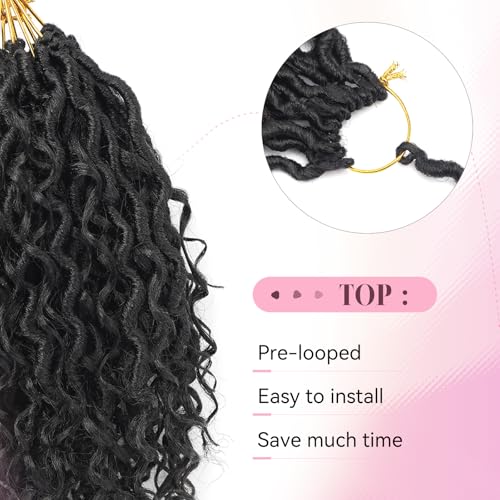 Aipin 12 Inch Goddess River Locs Crochet Hair 7 Packs - 1B Natural Black