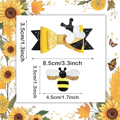 5-Piece Bee Glitter Hair Bow Clips Set for Kids & Toddlers