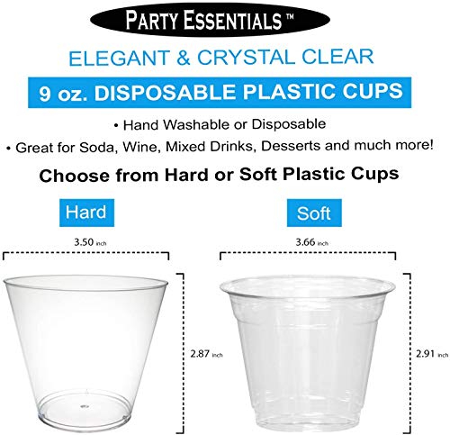 9 oz Clear Disposable Party Punch Cups - 50 Count Hard Plastic Tumblers