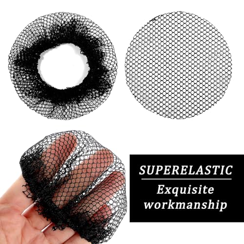 8 PCS Invisible Black Mesh Hair Nets - Reusable Elastic Bun Covers
