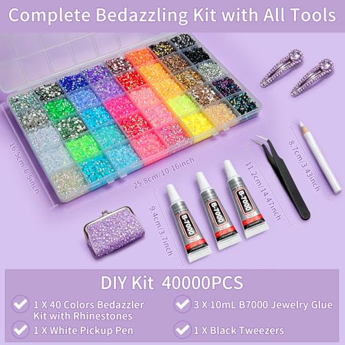 Deyushi 40,000Pcs Rhinestone Bedazzling Kit for Crafts & Clothing