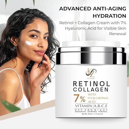 Retinol Collagen Face Moisturizer with 7% Hyaluronic Acid - Anti-Aging Cream for Women, 1.7 fl oz