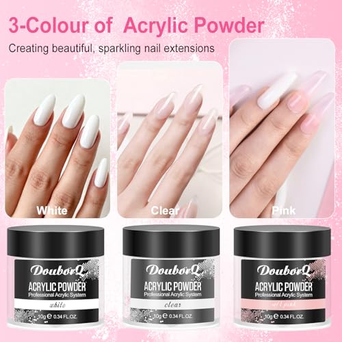 AILALUO Acrylic Nail Kit with Clear, White, Pink Powder & Tools - Gold