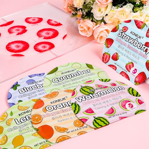 KONEUK 6 Pack Colorful Fruit Face Masks - Hydrating Skincare