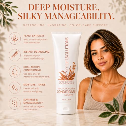 SMART SOLUTIONS Dual-Action Hair Conditioner 8 Fl Oz - Sulfate & Paraben Free, Color Safe