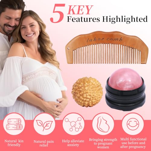 2 Labour Combs Set - Natural Wooden Comb for Pain Relief during Birth