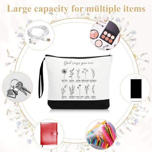 10 Pcs God Says You Are Canvas Makeup Bags - Religious Cosmetic Pouches