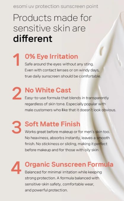 ESOMI SPF50+ PA++++ Sunscreen Face Cream - Zero White Cast, 50ml