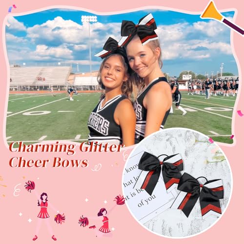 8PCS Glitter Cheer Bows for Girls & Teens - Bulk Hair Accessories for Cheerleading & Sports