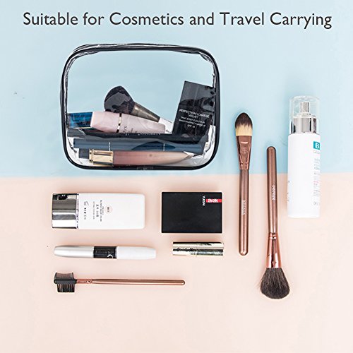 APREUTY 6 Pack Clear TSA Approved Makeup & Toiletry Bags Set - Black, Large, Medium, Small
