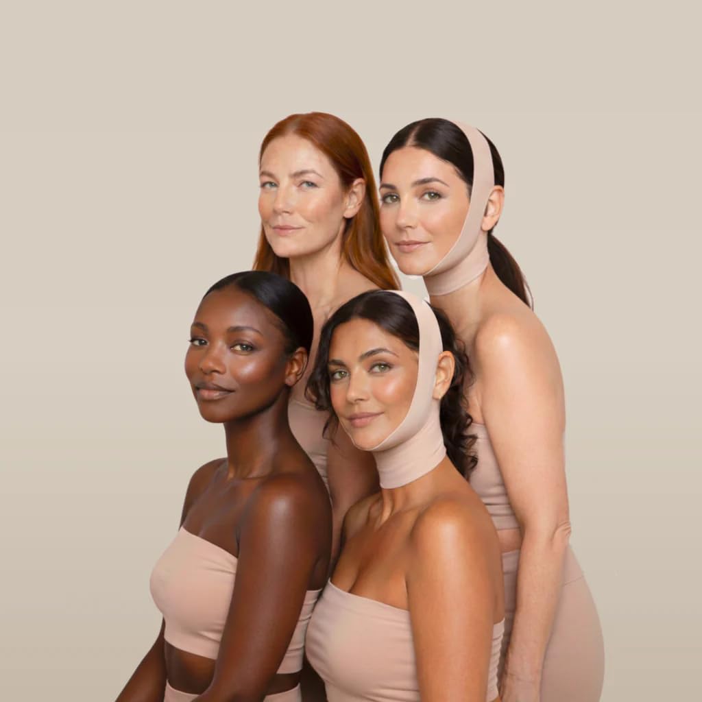 Collagen Face Sculpt Wrap - Reusable Chin Strap for Jawline Shaping | 2 PCS, Adjustable & Breathable (Brown)