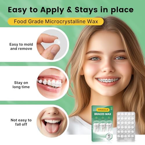 VINSULLA Orthodontic Wax for Braces - Mint Flavor, 90 Count