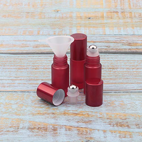 Ellbest Matte Red 17Pcs 5ml Glass Roller Bottles for Essential Oils