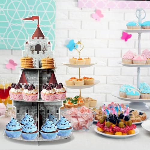 Medieval Knight Cupcake Stand - 3 Tier Castle Dessert Holder