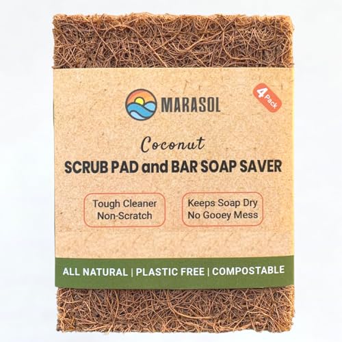 Marasol Coconut Fiber Soap Saver and Scrub Pad - 4-Pack