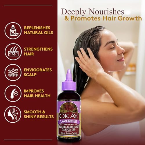 OKAY Black Jamaican Castor Oil with Lavender - 4 Oz for Hair & Skin