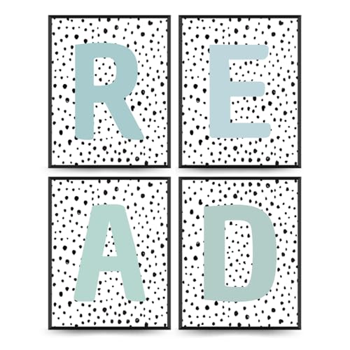 Boho Pastel Reading Theme Classroom Decor Set of 4 Posters - 8x10