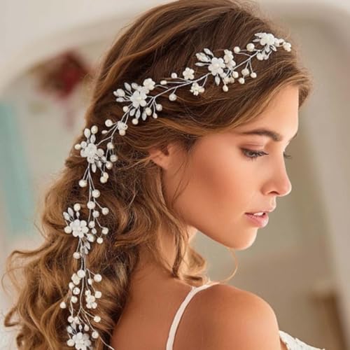 Gold Wedding Hair Vine with Crystals and Pearls - Bridal Hair Accessories