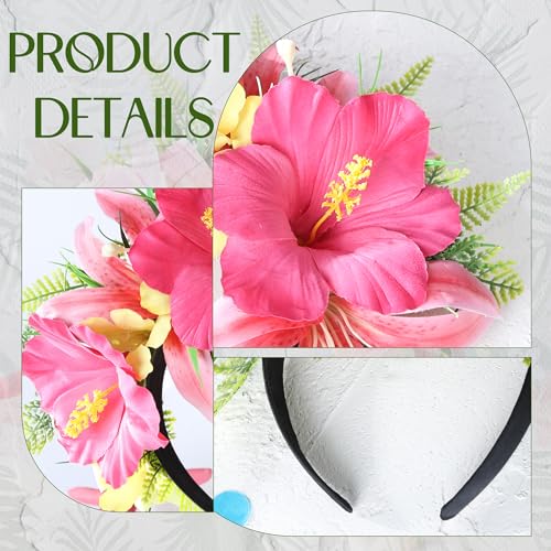 Hawaiian Hibiscus Flower Crown - Tropical Floral Headband for Parties
