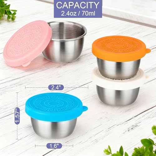 10-Pack Stainless Steel Salad Dressing Containers with Lids - Leakproof & Reusable