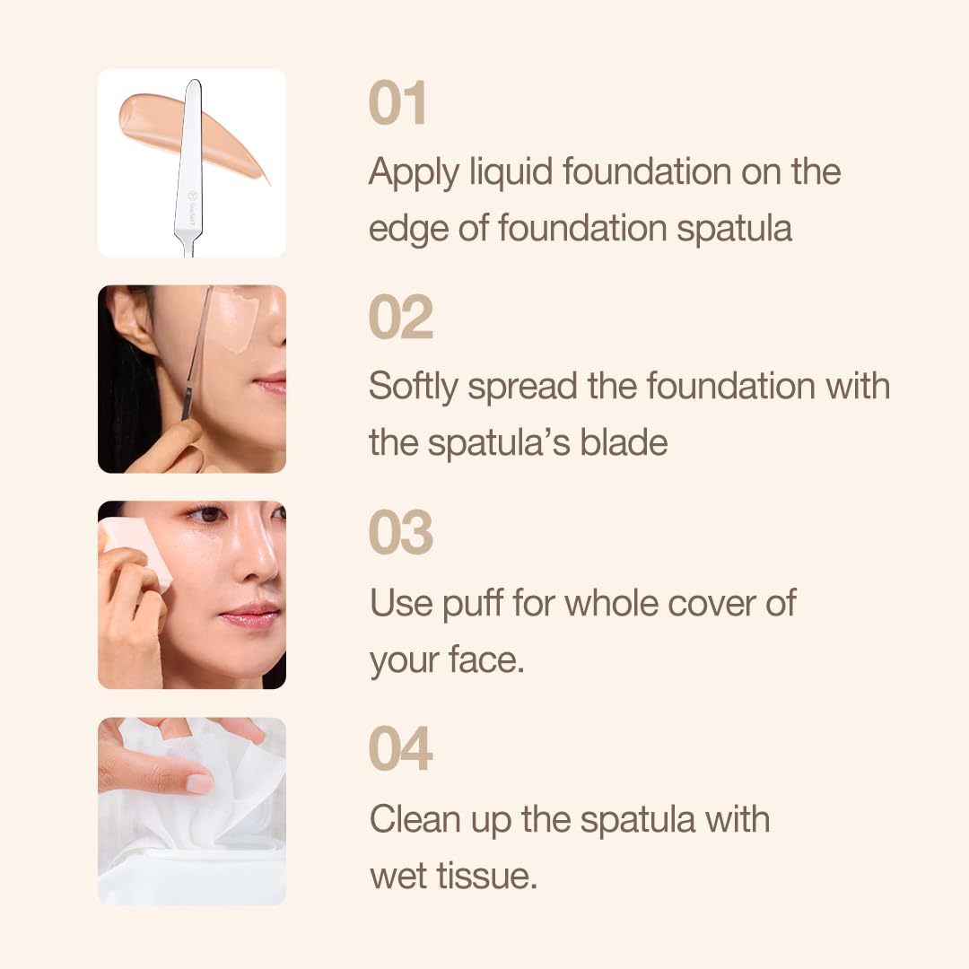 STUDIO17 Stainless Steel Foundation Spatula - Professional Double-Edged Makeup Tool for Flawless Application | Includes Storage Pouch