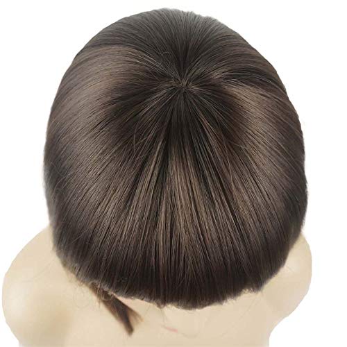 Aimole 8" Short Straight Bob Wig with Bangs - Chestnut Brown (#6)