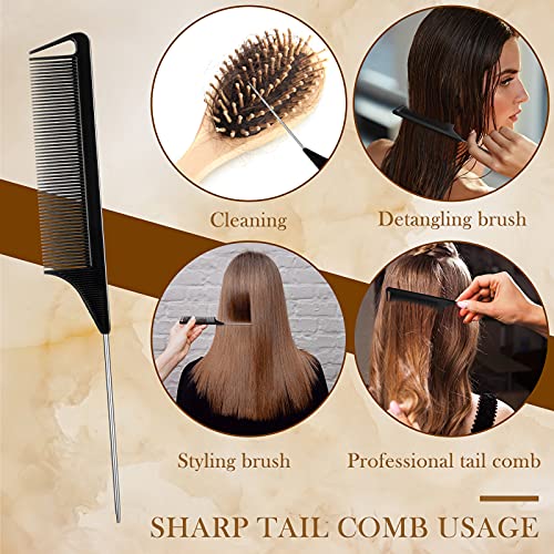 Hair Parting Rings Set with Steel Comb - 9 Pieces for Braiding
