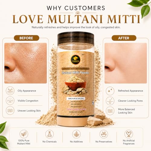 Natural Multani Mitti Powder - 227g Fuller’s Earth for Skin Detox